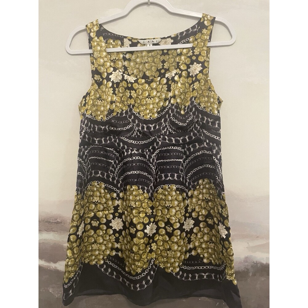 Cabi Silk Top Size S Small Black Chain Holiday Vintage 90s Blouse Babydoll Y2K